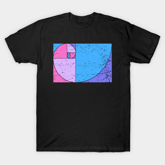 Trippy colors Golden Ratio Fibonacci Spiral T-Shirt by tatadonets